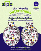 Close up of interchangeable magnetic patterns for ZIPZ baby ear protection