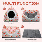 Warm Rabbit Hideout, Washable Bunny Bed & Hideaway House with Strawberry Design, Cozy Fleece Hut for Indoor Rabbits Guinea Pigs and Other Small Animals - Image 5