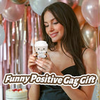 Authentic USA imported emotional support coffee cup plush toy in a thoughtful gift basket arrangement.