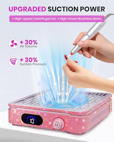 XISZMOG nail dust collector digital speed display