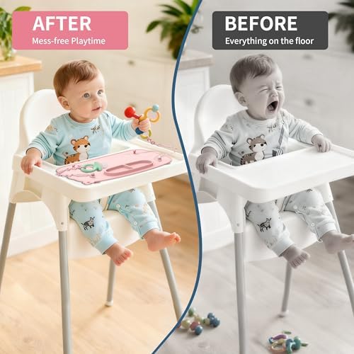 Two pack baby weaning table mats catching food spills in a high chair