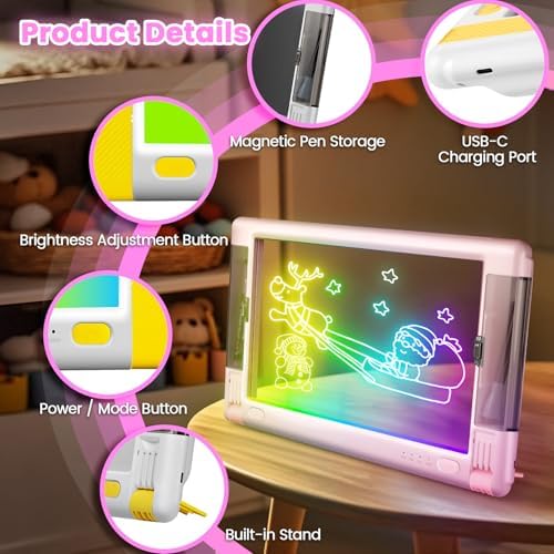Geokay LED drawing board used as room decor with neon glow