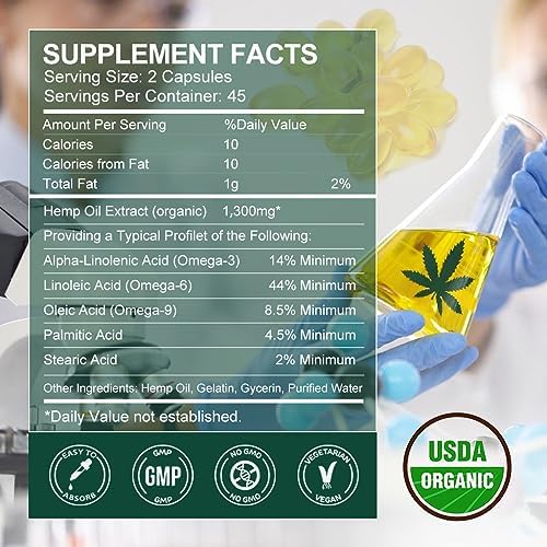 Gongota Hemp Oil 180 softgels bottle back label