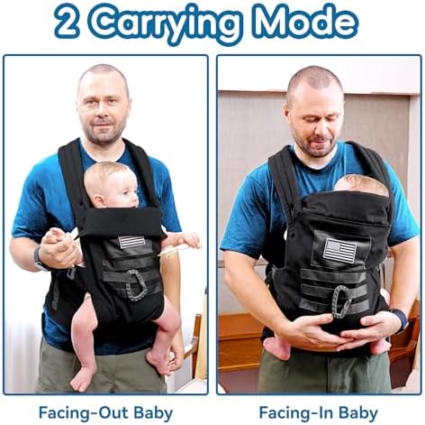 Parent wearing Yesybc baby carrier in outward facing mode