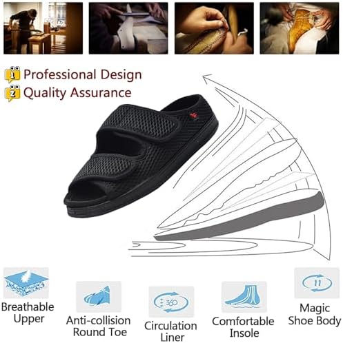 Side profile of ZHENSI diabetic shoes highlighting the memory foam cushioning.