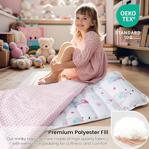 Thick padded back support on toddler nap mat setup