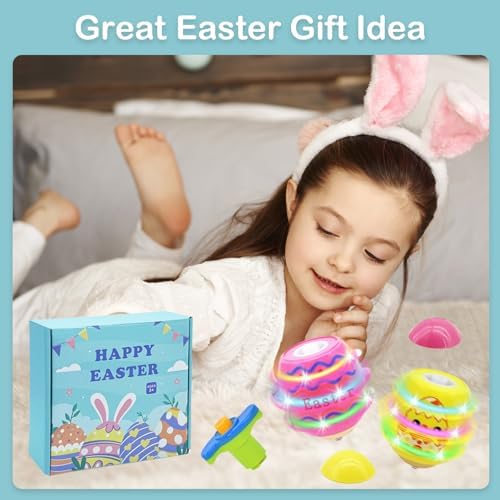 Festive bunny and chick design spinning tops