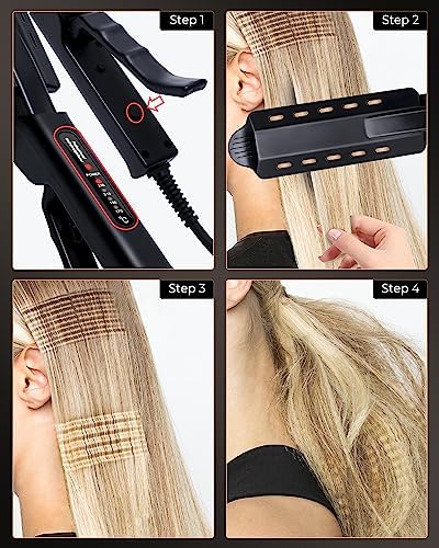 Close-up view of the high-quality titanium ceramic zigzag plates on the OKWRAP styling tool.