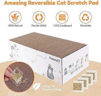 PatiencET reversible corrugated scratching board close up emphasizing the dense eco friendly honeycomb texture safe for pet claws.