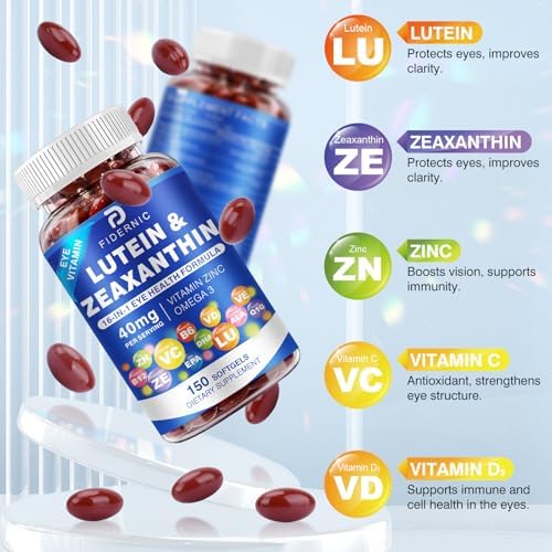 Fidernic Lutein 40 milligrams supplement bottle with cap open