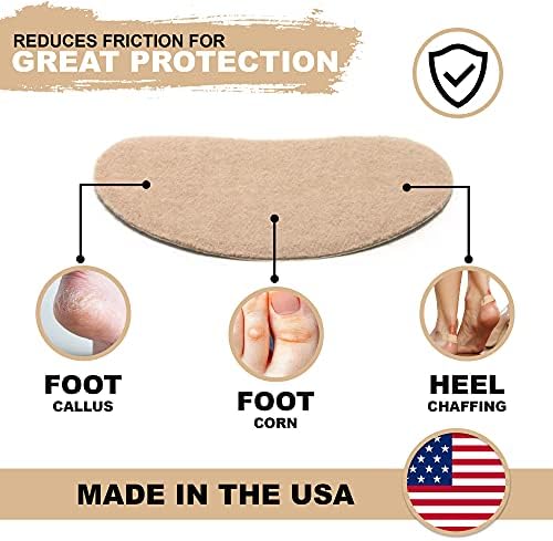 Tan colored adhesive flannel foot pads for callus and corn protection.