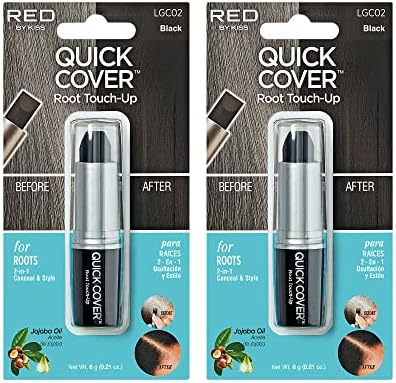 RED by Kiss Quick Cover Root Touch Up Stick, Water-Resistant Temporary Gray Hair Concealer with Brush for Roots and Beard, Long-Lasting Coverage, Easy Application (2 Pack, Black) - Image 2