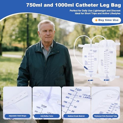 BeHerk 2000 milliliter bedside drainage bag with anti-reflux valve