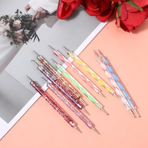 Vibrant glitter handle design of nail art dotting pens