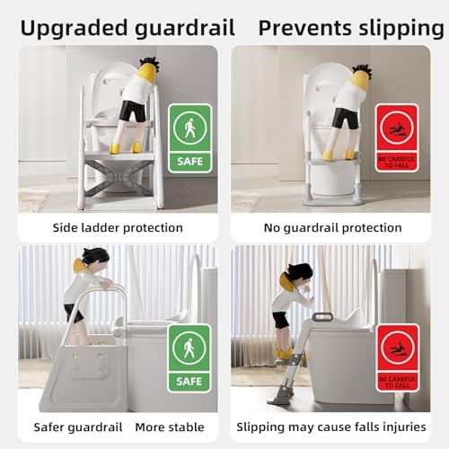 Adjustable toddler step ladder toilet adapter with non slip feet and easy grip handles