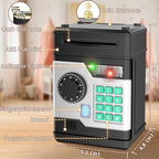 NAFEIV kids safe money bank with open door displaying internal storage capacity for cash.