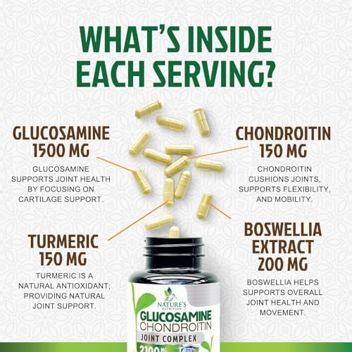 Glucosamine Chondroitin MSM 2100mg - 3x Strength Joint Support Supplement for Joint Mobility & Comfort For Men and Women, Glucosamine Supplements Complex with Turmeric & Boswellia - 240 Capsules - Image 4