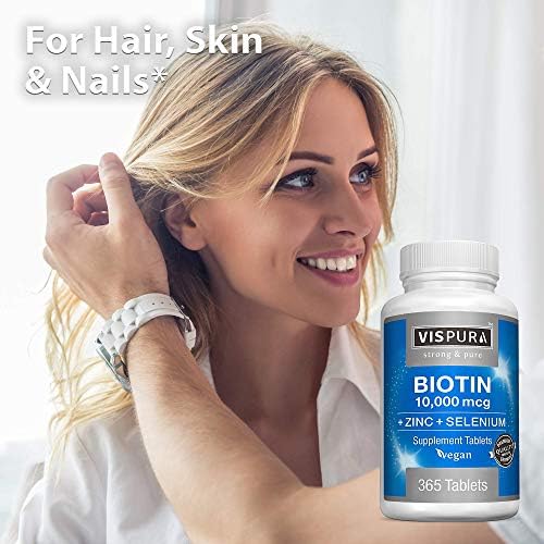 Vispura imported vegan biotin 365 tablets side label view