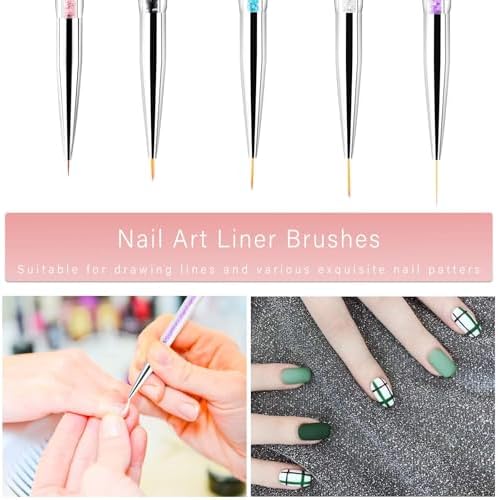 Close up of acrylic handled nail design brushes