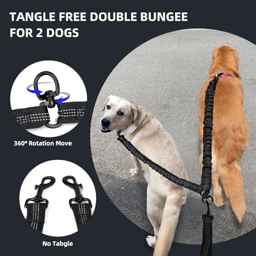 Shock absorbing elastic bungee cords feature on Uppetly hands free dog leash