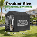 Outdoor pet enclosure cover with clear PVC windows close up