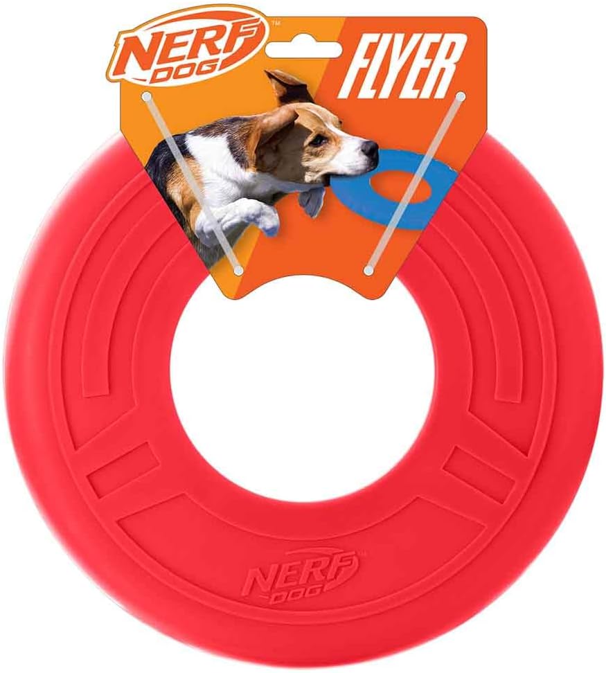 Nerf Dog Tire Flyer Outdoor Dog Toy, 10 Inch Flying Disc Dog Fetch Toy, Rubber Dog Toy for Medium Dogs and Large Dogs, Blue - Image 10