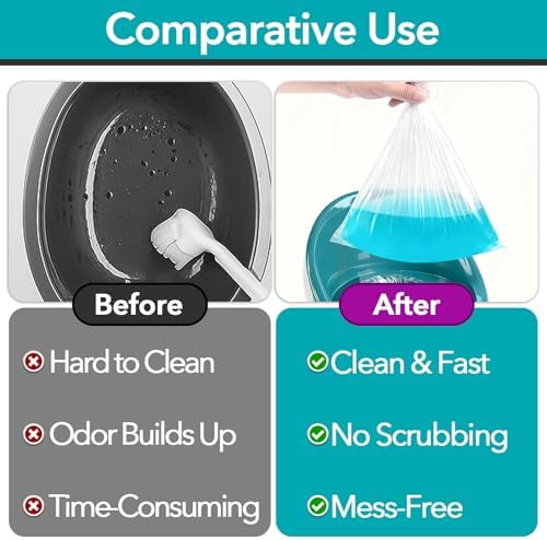 Demonstration of tying the leakproof disposable potty bag for hygienic waste disposal.