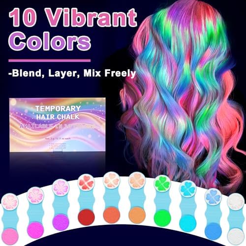 Close up of UV reactive hair chalk glowing in dark
