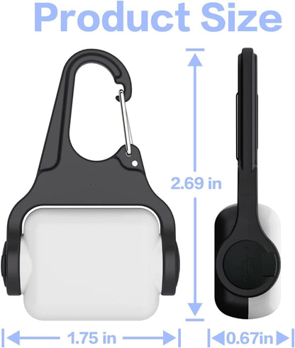 Side perspective of the shatter-proof plastic pet safety light with stainless steel clip.