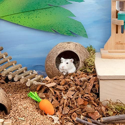 andwe Coconut Hut Hamster House Bed for Gerbils Mice Small Animal Cage Habitat Decor - Image 3