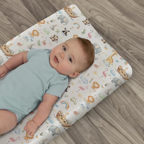 Hwmmbh branded changing pad cover flat on nursery table
