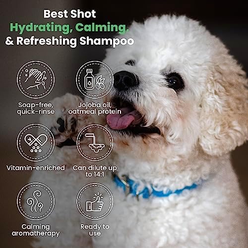 Best Shot Pet shampoo container showing dilution and ingredient details