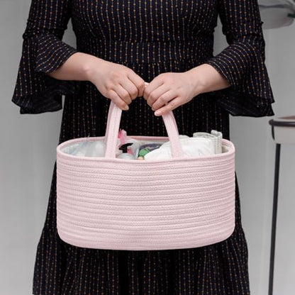 Comse portable cotton rope nursery basket with removable dividers