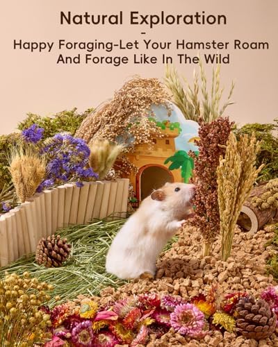 BUCATSTATE 60PCS Natural Hamster Bedding - Flowers & Herbs & Sprays for Cage Habitat Decor - Treat Cereal Grain for Dwarf Syrian Gerbils, Mice, Rat, Forage, Enrichment. - Image 4
