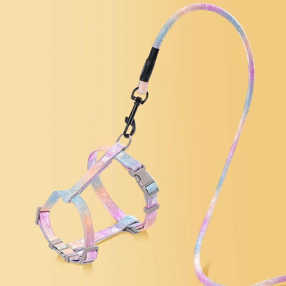 Cat wearing gradient purple escape proof pet harness
