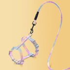 Cat wearing gradient purple escape proof pet harness