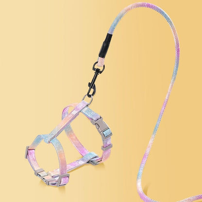 Cat wearing gradient purple escape proof pet harness