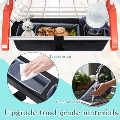 Side profile of toddler snack tray with cup holder