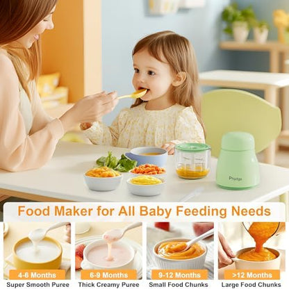 Phydge compact baby food processor showing the simple manual push down top panel for controlling homemade puree textures