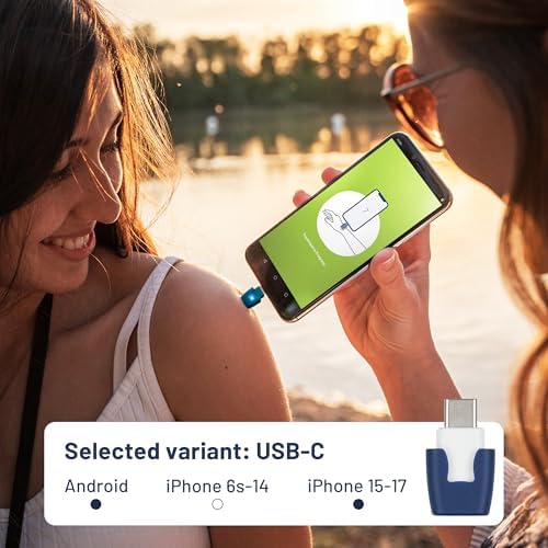 Heat It insect bite relief device plugged into a USB-C smartphone port