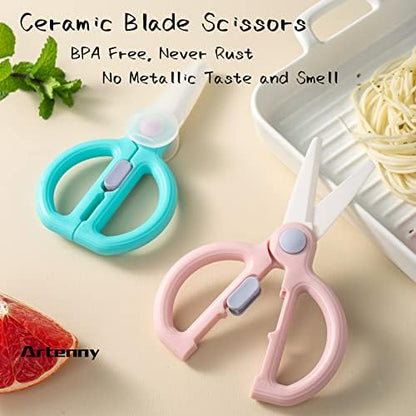 Artenny portable toddler shears being packed into a diaper bag for travel