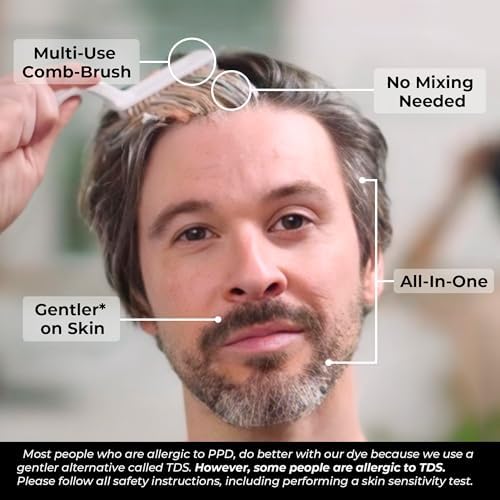 Side profile of the imported USA grooming kit for men with gray coverage instructions.