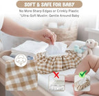 Beige gingham baby wipes holder for nursery organization