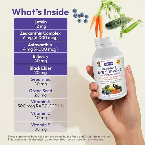 Supplement facts label of Andrew Lessman Ultimate Eye Support