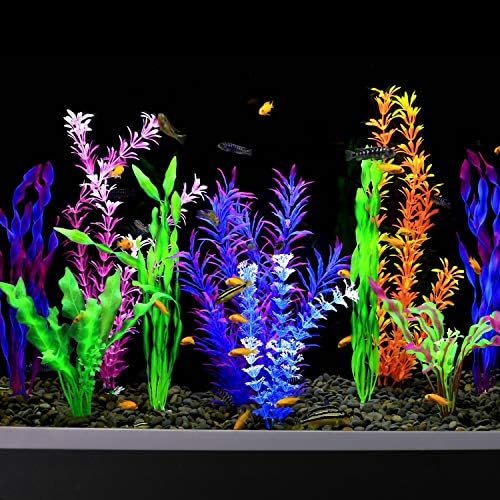 Safe plastic foliage on the MyLifeUNIT aquarium decoration pack showcasing soft textured leaves.