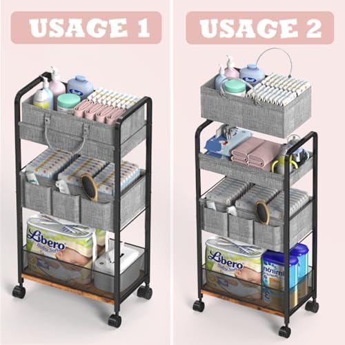 Close up of Lidtop diaper caddy metal frame and divider details