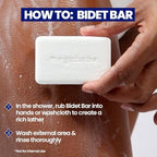 Megababe Bidet Bar lathering in hands to show creamy soap texture.