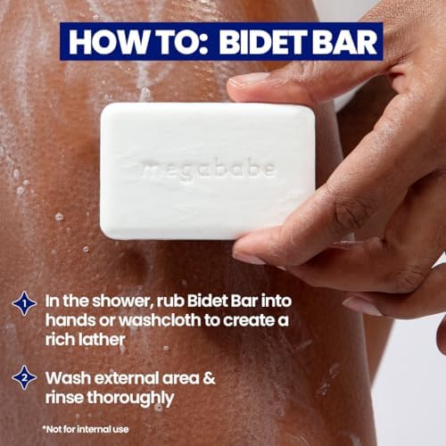 Megababe Bidet Bar lathering in hands to show creamy soap texture.