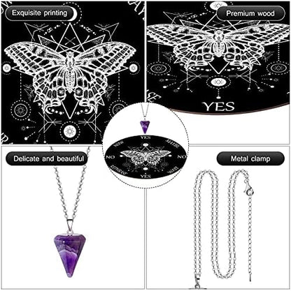 Crystal pendulum necklace included in Blulu divination set