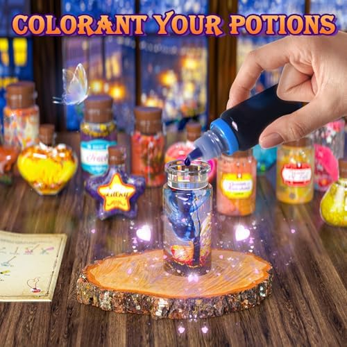 Child using Gorispi magic potion kit to create necklace
